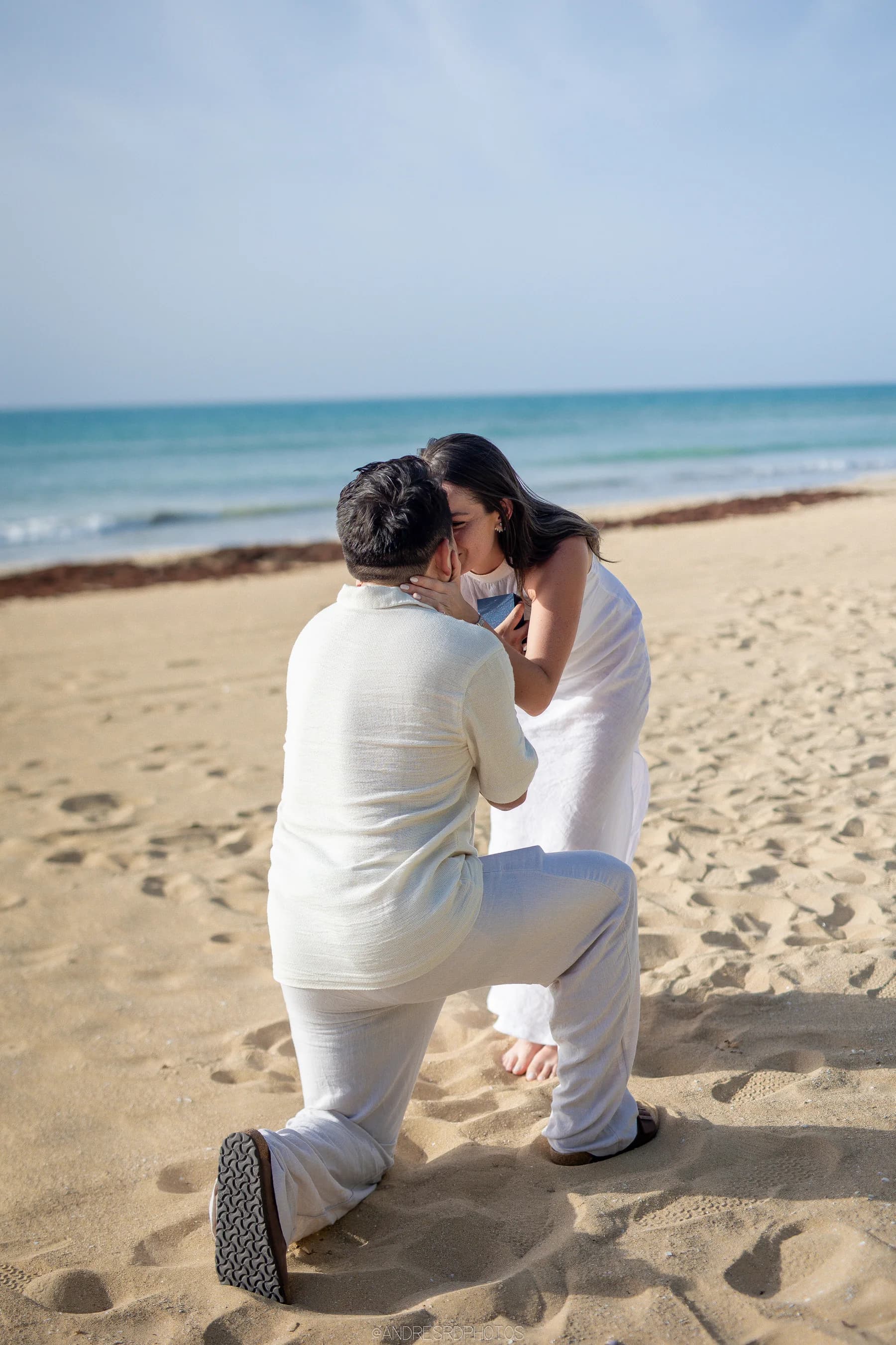 El momento de la propuesta de matrimonio frente al mar